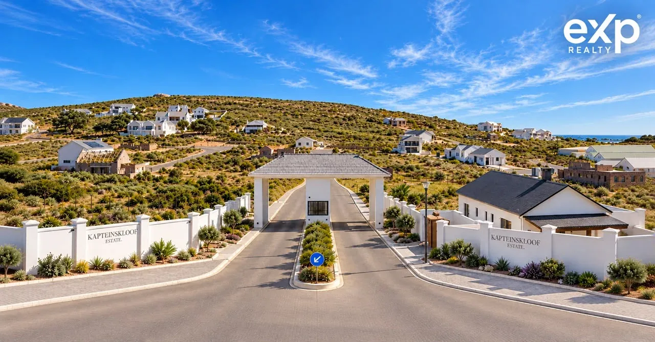 Aerial view of the Kapteinskloof estate entrance gate
