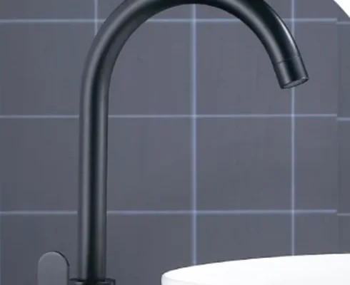Matte black gooseneck basin mixer