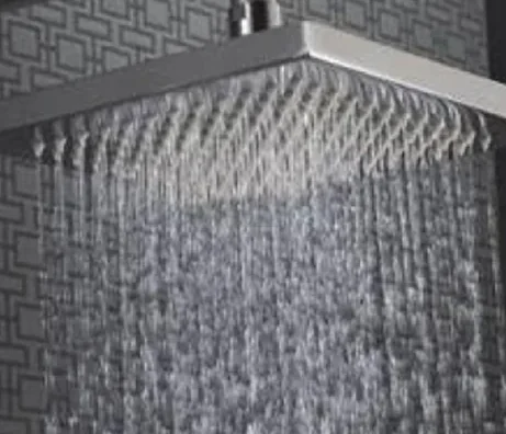 Square rain shower in use