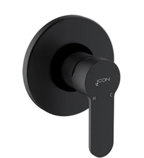 Matte black concealed shower mixer