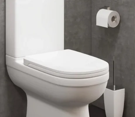 Close-coupled white toilet
