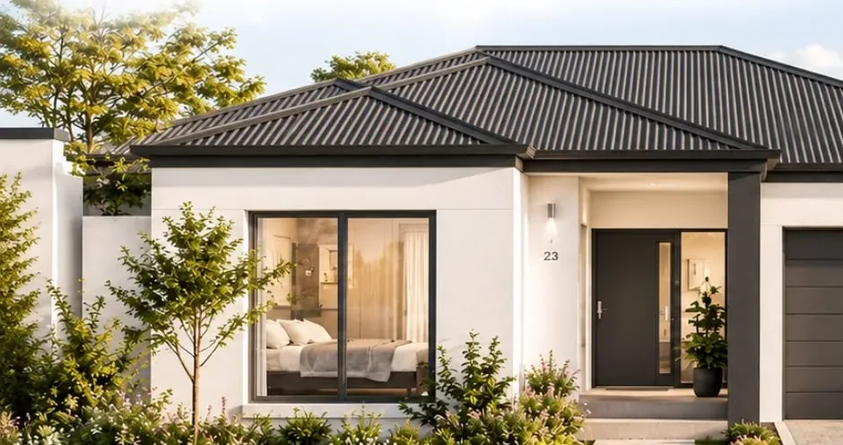 Rendering of a modern single-storey home at St Helena Views
