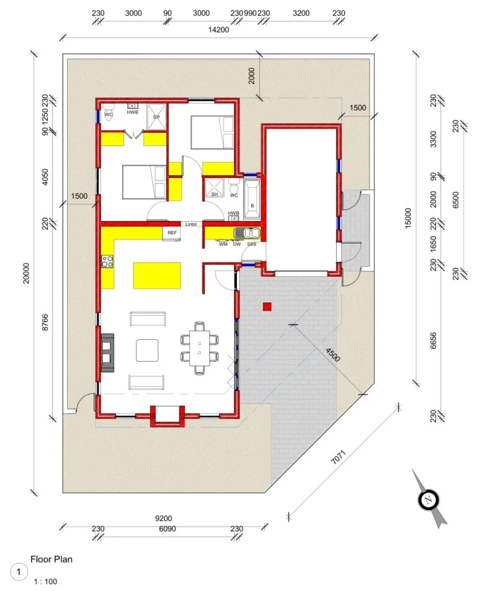 Option A two-bedroom floor plan