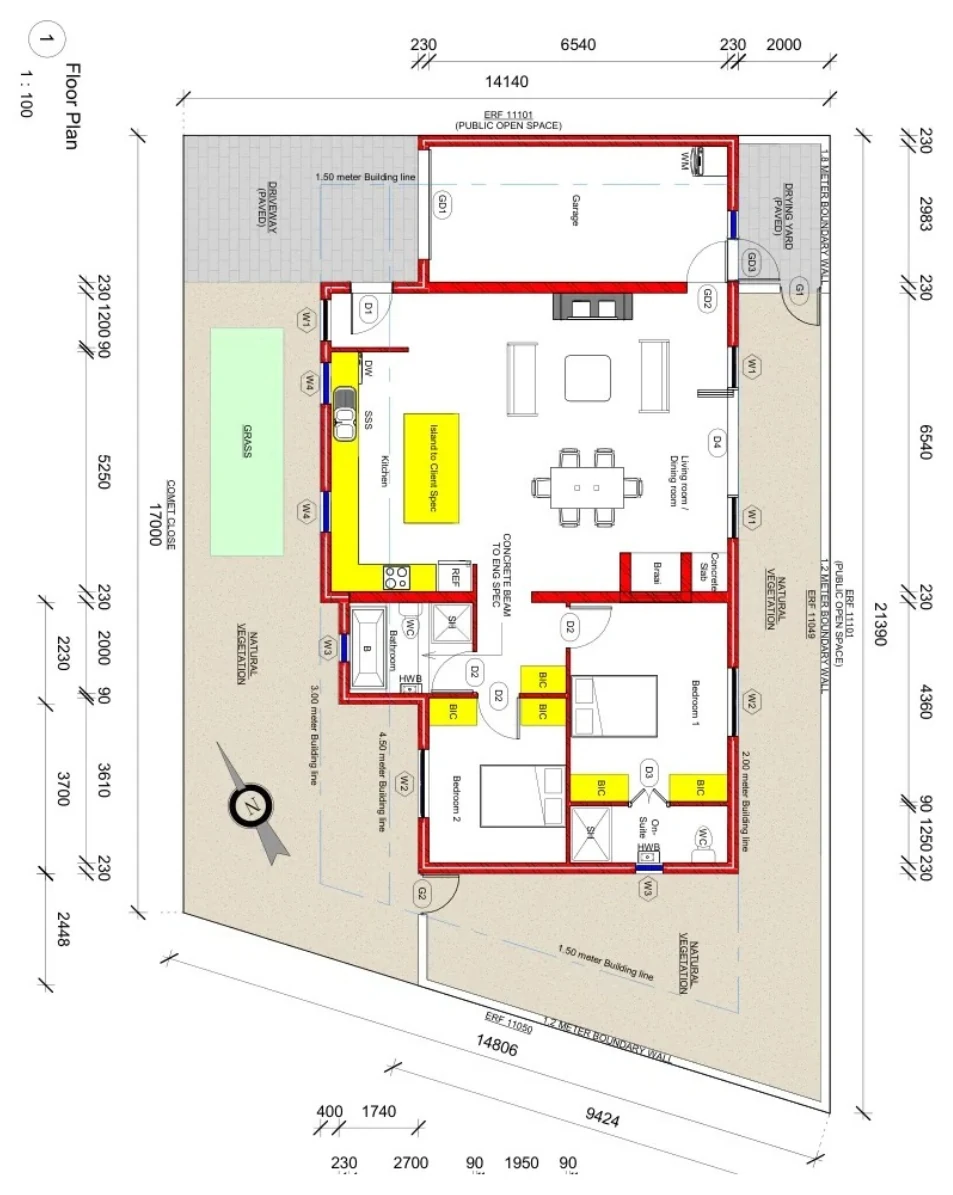 Option B three-bedroom floor plan