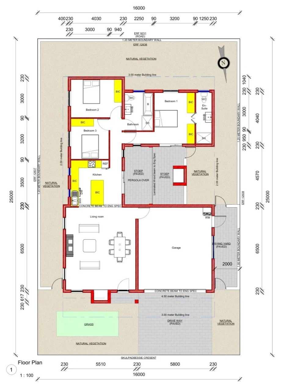 Option C three-bedroom floor plan with double garage